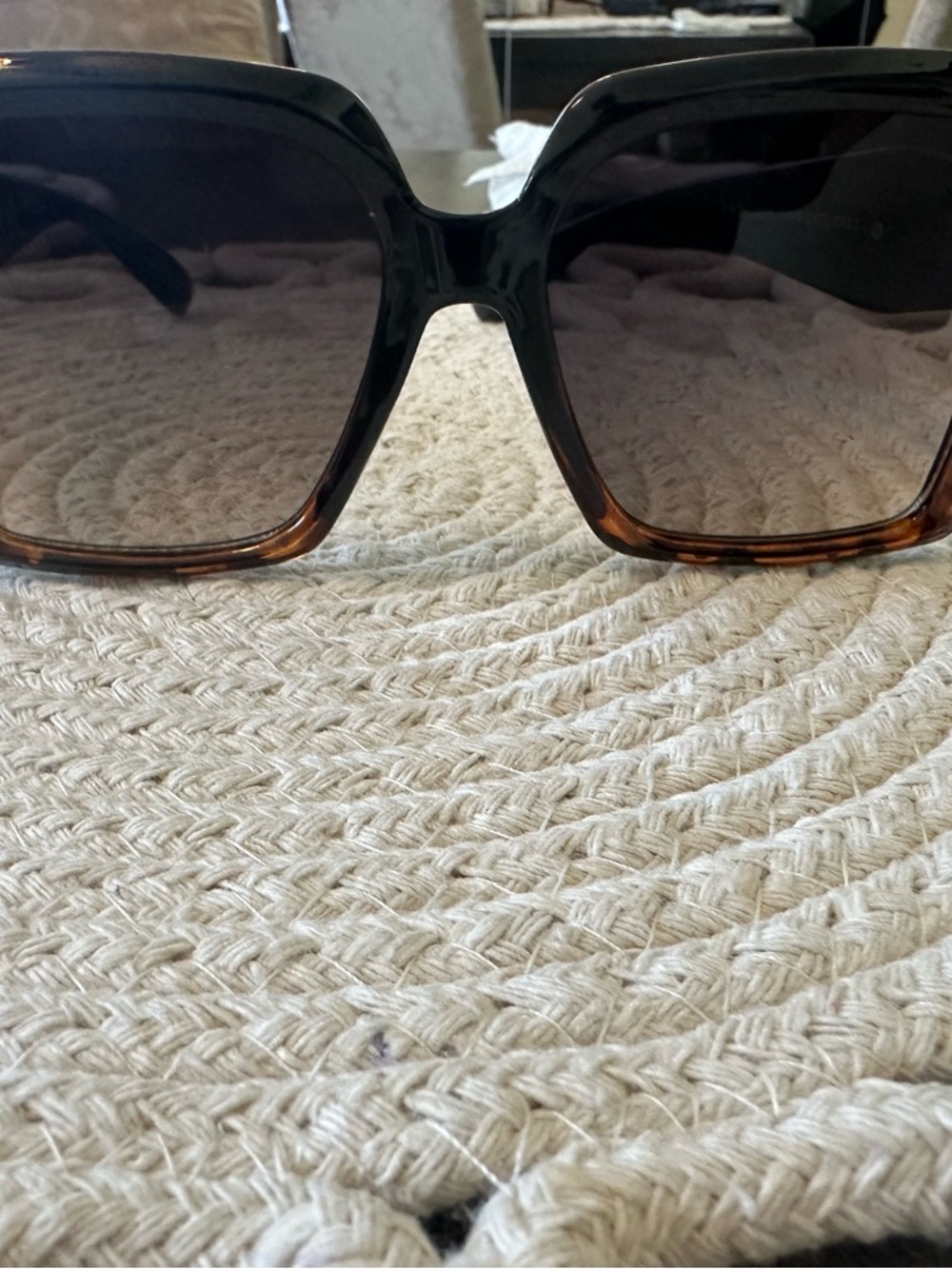 Tahari Black and Tortoise Gradient Oversized Square Sunglasses